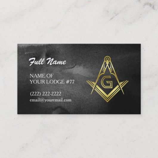 Cartes de visite de Freemason | Aquarelle noire et (Devant)
