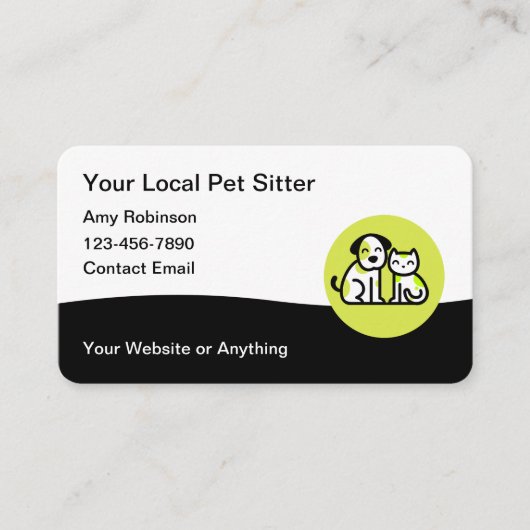Cartes de visite de garde d'animaux tendance Desig (Devant)