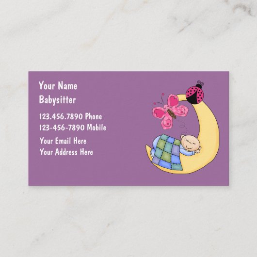 Cartes de visite de garde d'enfants (Devant)