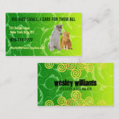 Cartes de visite de garde d'enfants d'animal (Devant / Derrière)