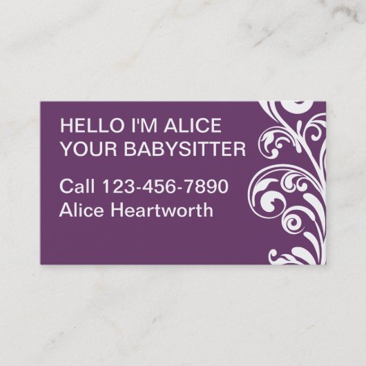 Cartes de visite de garde d'enfants simples (Devant)