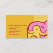 Cartes de visite de garde d'enfants/soignant de (Dos)