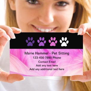 Cartes de visite de gardien d'animaux à empreintes
