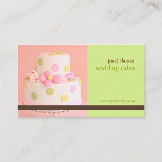 cartes de visite de gâteau mariage rose et chocola (Devant)