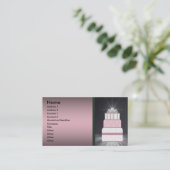 Cartes de visite de gâteau Mariage rose et noir (Debout devant)