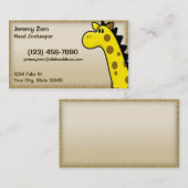 Cartes de visite de girafe de Kawaii (Devant / Derrière)