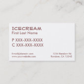 Cartes de visite de glaces simples de couleur rose (Dos)