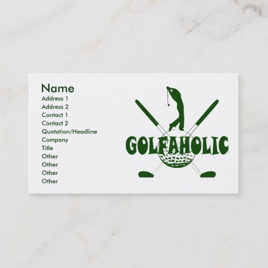 CARTES DE VISITE DE GOLFAHOLIC (Devant)