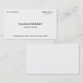 Cartes de visite de Gordon Gekko (Devant / Derrière)