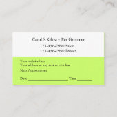 Cartes de visite de Grooming (Dos)