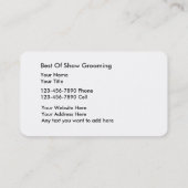 Cartes de visite de Grooming (Dos)