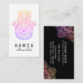 Cartes de visite de Hamsa Reiki aux couleurs vives (Devant / Derrière)