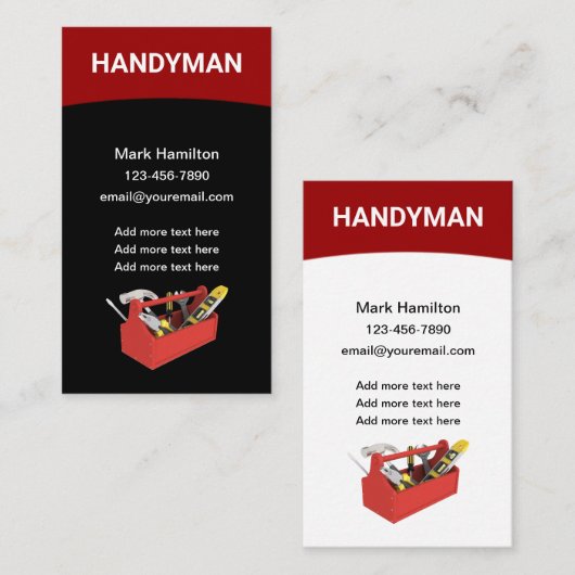 Cartes de visite de handyman simples et gras (Devant / Derrière)