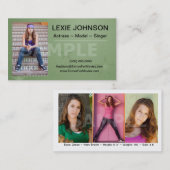 Cartes de visite de Headshot - modèles et acteurs (Devant / Derrière)