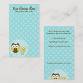 Cartes de visite de hiboux de bleu de ciel (Devant / Derrière)