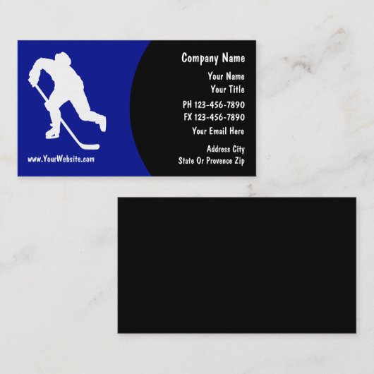 Cartes de visite de hockey (Devant / Derrière)