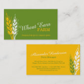 Cartes de visite de jaune de vert de ferme de (Devant / Derrière)