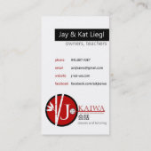 Cartes de visite de JKaiwa pour le geai (Dos)