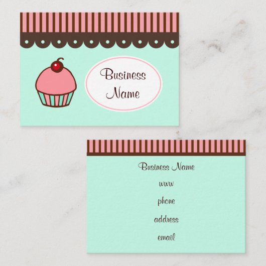 Cartes de visite de la boulangerie Cupcake (Devant / Derrière)