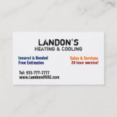 Cartes de visite de la CAHT (Dos)