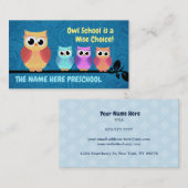 Cartes de visite de la Chouette d'école maternelle (Devant / Derrière)