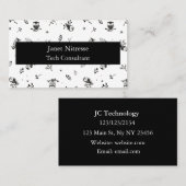 Cartes de visite de la Chouette noire et blanche (Devant / Derrière)