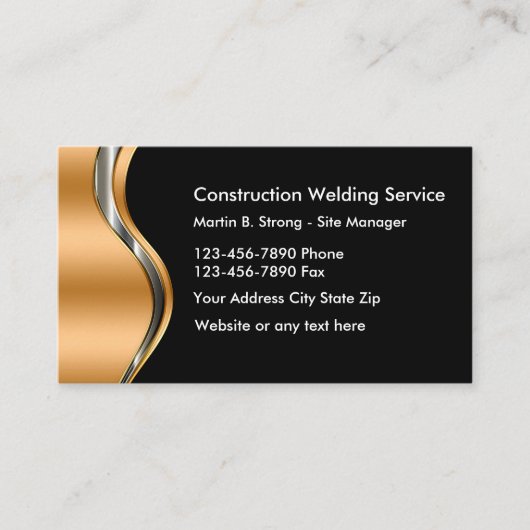 Cartes de visite de la construction de soudure (Devant)