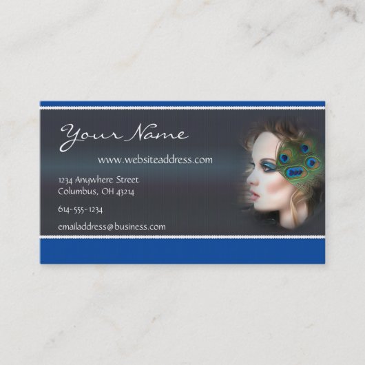 Cartes de visite de la femme D3 de plume de paon (Devant)