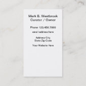 Cartes de visite de la Galerie d'art Vintage (Dos)