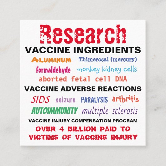 Cartes de visite de la recherche sur les vaccins / (Devant)