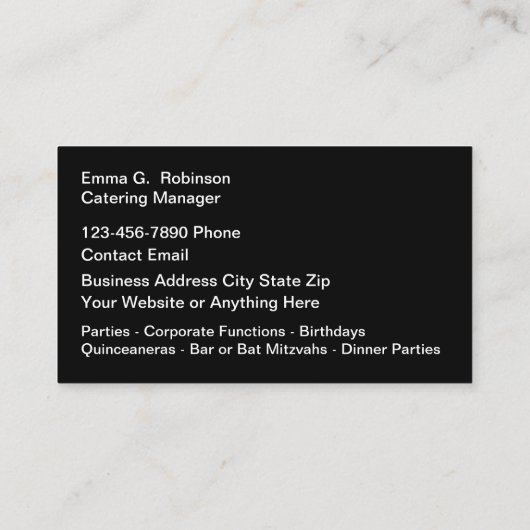 Cartes de visite de la restauration (Dos)