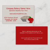 Cartes de visite de la tarte aux pommes D2 de pays (Devant / Derrière)