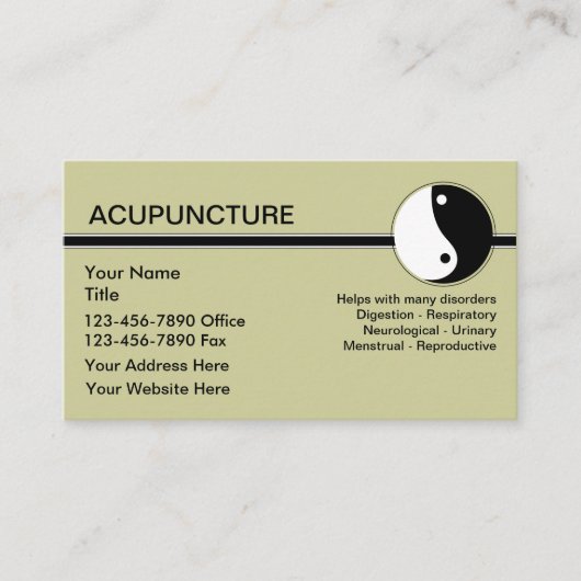 Cartes de visite de l'acupuncture (Devant)