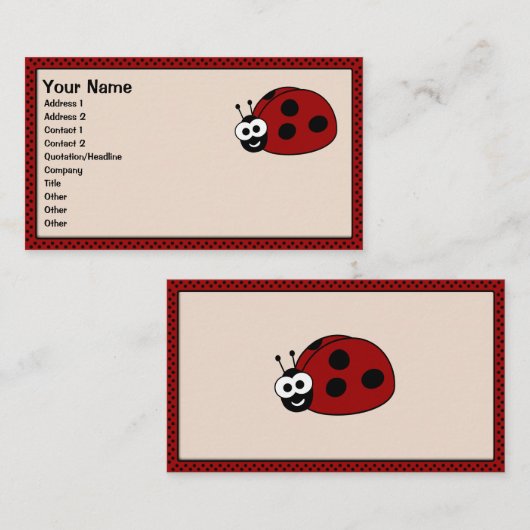 Cartes de visite de Ladybug (Devant / Derrière)