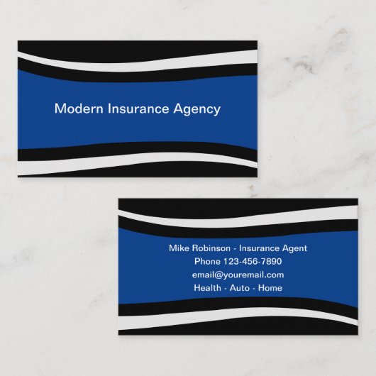 Cartes de visite de l'Agence d'assurance moderne (Devant / Derrière)