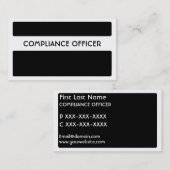 Cartes de visite de l'agent de conformité noir bla (Devant / Derrière)