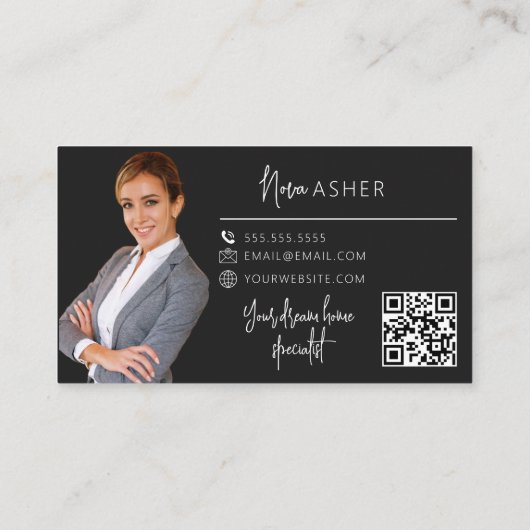 Cartes de visite de l'agent immobilier avec code Q (Dos)