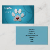 Cartes de visite de l'animal de compagnie de coeur (Devant / Derrière)