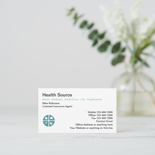 Cartes de visite de l'assurance Médicale de la san (Debout devant)