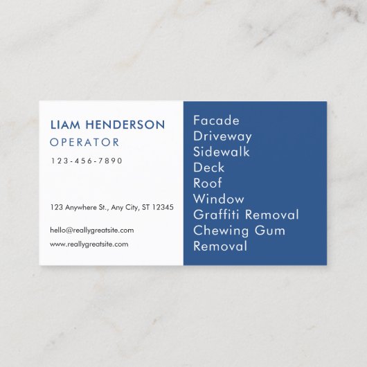 Cartes de visite de lavage de pression (Dos)