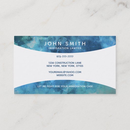 Cartes de visite de l'avocat de l'immigration (Dos)