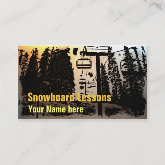 Cartes de visite de leçons de snowboard personnali (Devant)
