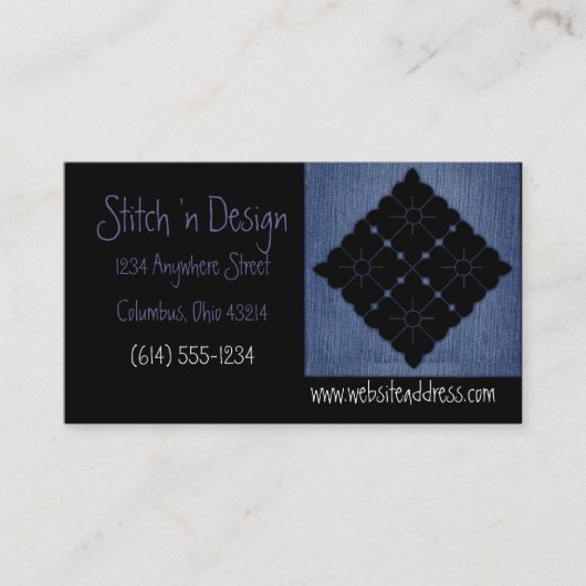 Cartes de visite de l'écorce de couture Denim (Devant)