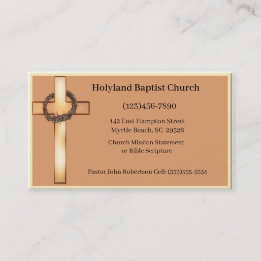 Cartes de visite de l'Église de la Couronne croisé (Devant)