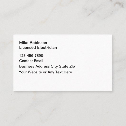 Cartes de visite de l'électricité (Dos)