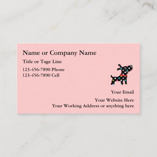 Cartes de visite de l'élevage de chiens (Dos)