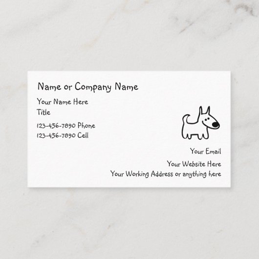 Cartes de visite de l'élevage de chiens (Dos)