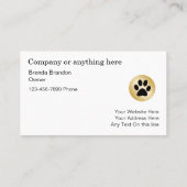 Cartes de visite de l'éleveur de animaux de compag (Dos)