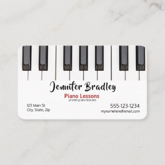 Cartes de visite de l'enseignant de piano