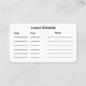 Cartes de visite de l'enseignant de piano (Dos)